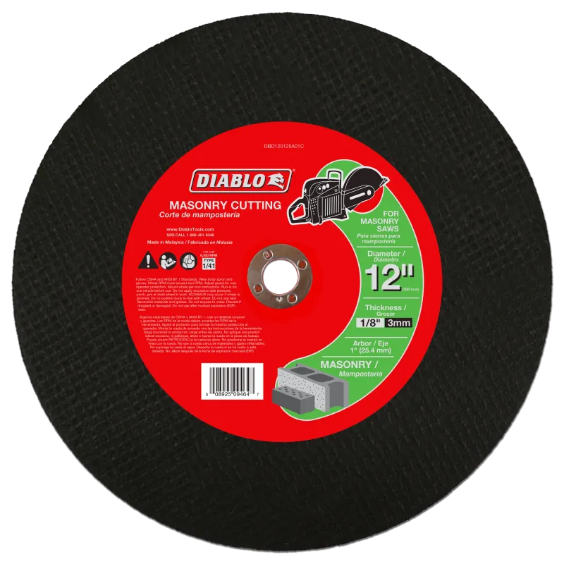 Diablo 12" x 1/8" x 1" High Speed Masonry Cut-Off Disc