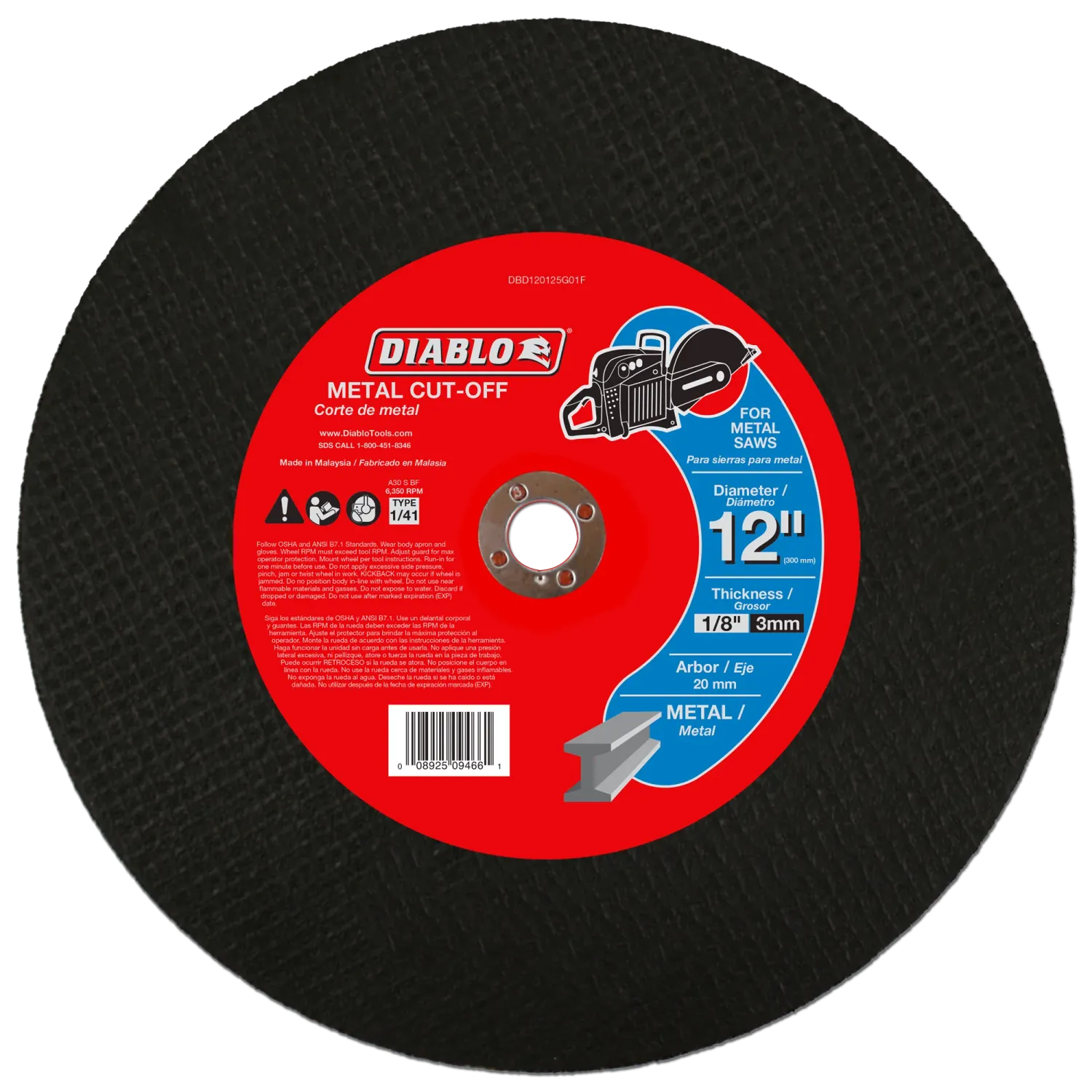 Diablo 12" 20mm High Speed Metal Cut-Off Disc