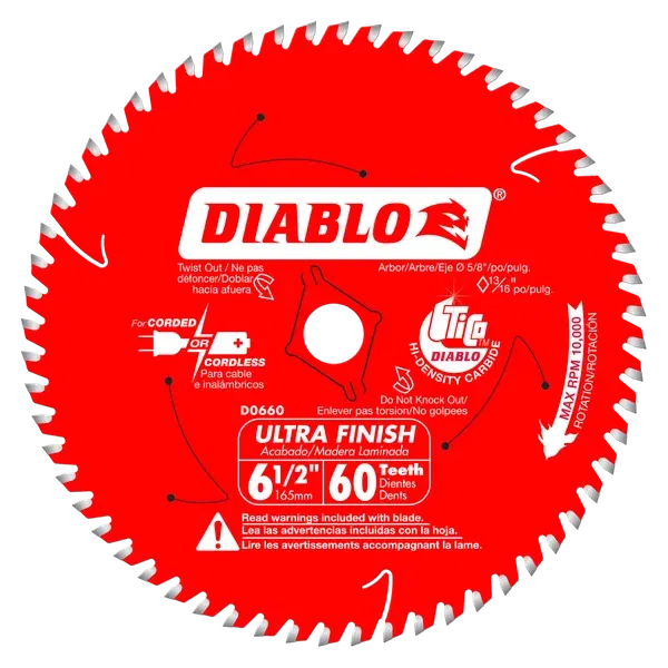 Diablo 6-1/2" x 60-Teeth Ultra Finish Saw Blade for Wood