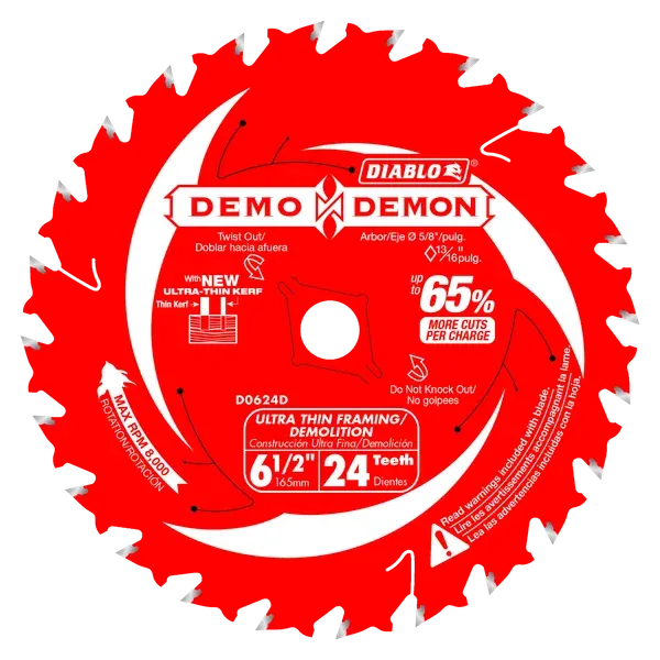 Diablo 6-1/2" x 24-Teeth Demo Demon™ Ultra-Thin Framing/Demolition Saw Blade for Wood