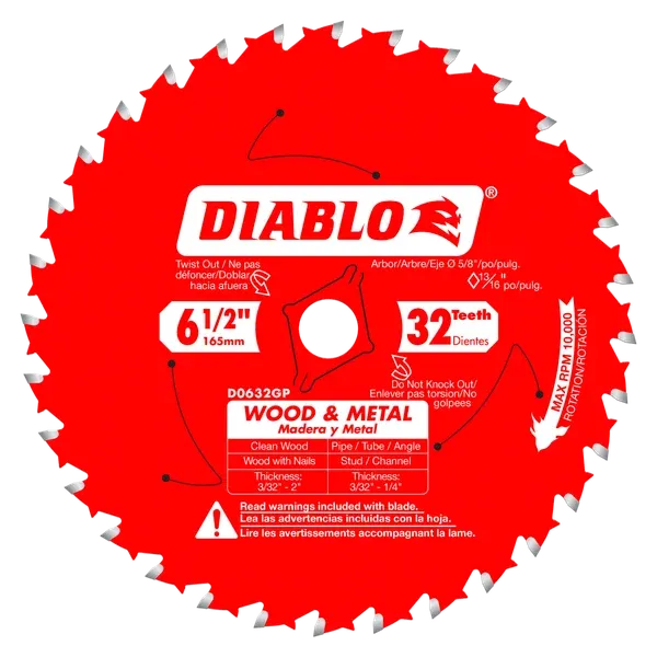 Diablo 6-1/2" x 32-Teeth Carbide Saw Blade for Wood and Metal