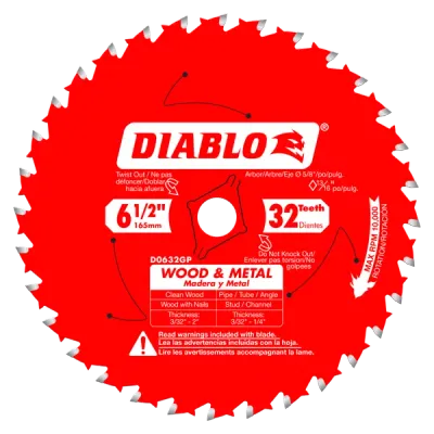 Diablo 6-1/2 Diablo 6-1/2" x 32-Teeth Carbide Saw Blade for Wood and Metal