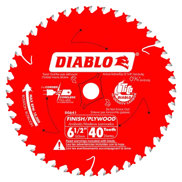 Diablo 6-1/2" x 40-Teeth Finish Trim Saw Blade for Wood