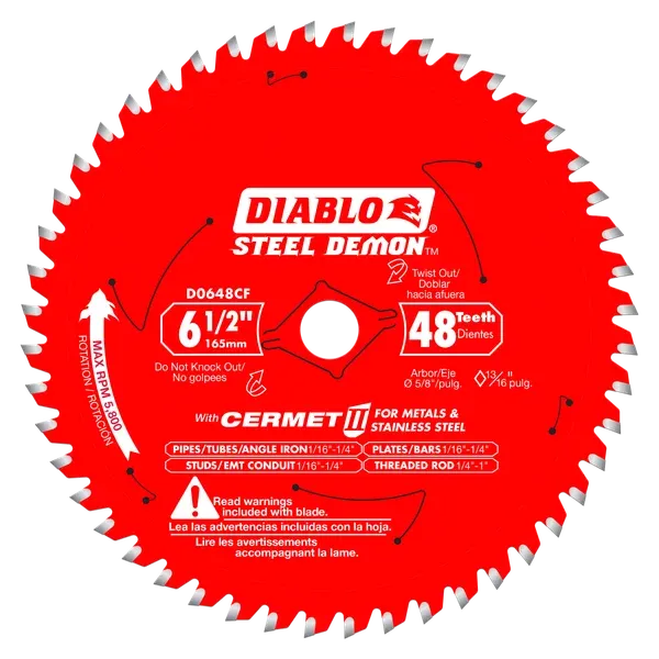 Diablo 6-1/2" x 48-Teeth Steel Demon™ Cermet II Saw Blade for Medium Metal