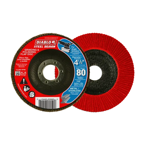 Diablo 4-1/2" 80-Grit Type 29 Steel Demon™ Flap Disc for Metal