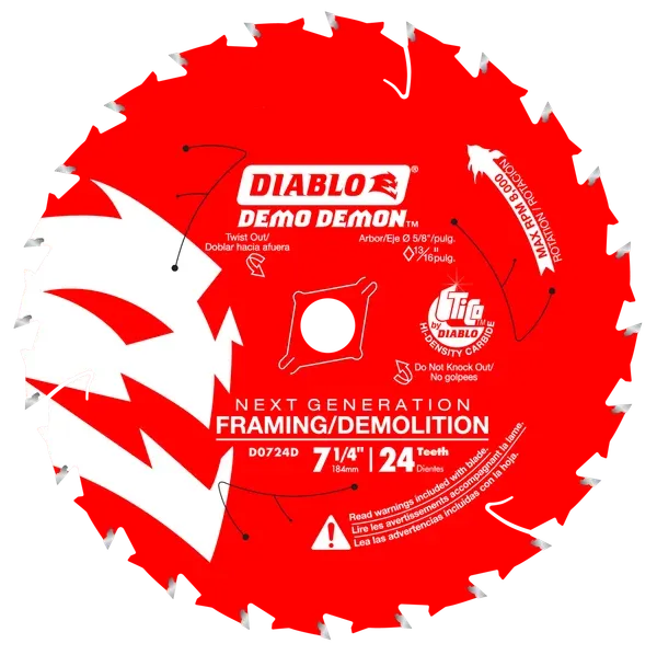 Diablo 7-1/4" x 24-Teeth Demo Demon™ Framing/Demolition Saw Blade for Wood