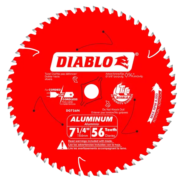 Diablo 7-1/4" x 56-Teeth Saw Blade for Thick Aluminum