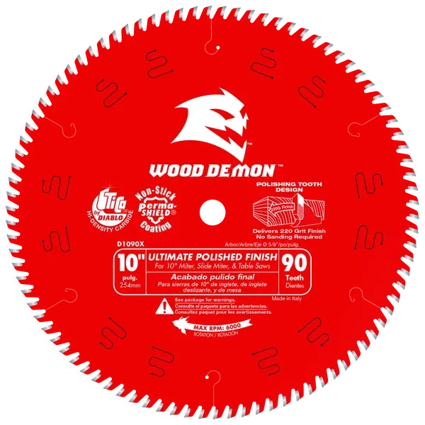 Diablo 10" x 90-Teeth Wood Demon™ Ultimate Polished Finish Saw Blade for Wood