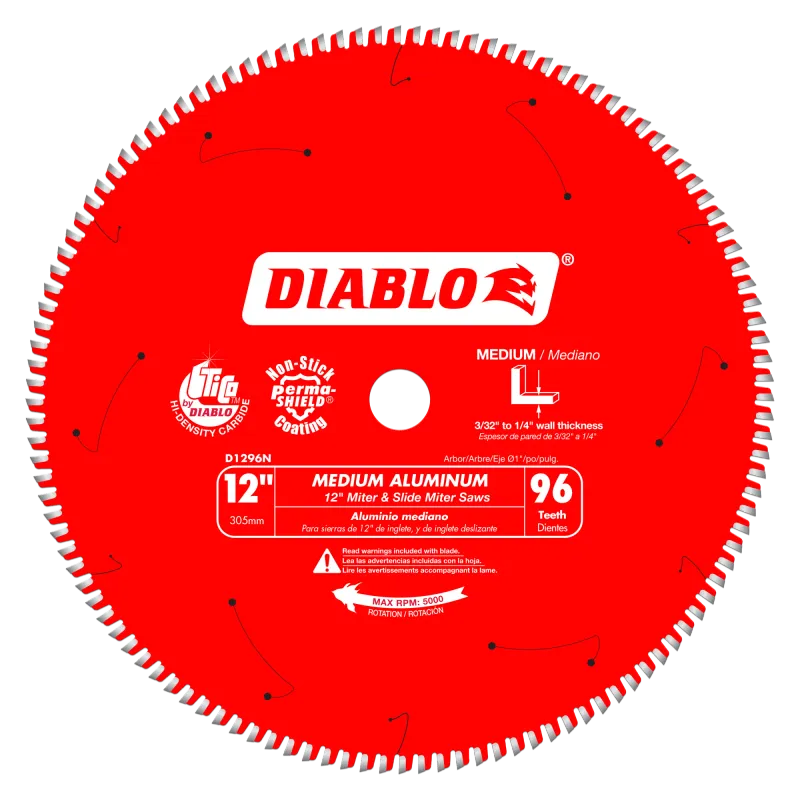 Diablo 12" x 96-Teeth Saw Blade for Medium Aluminum