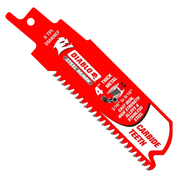 Diablo 4" 8TPI Steel Demon™ Carbide Teeth Reciprocating Saw Blades for Thick Metal