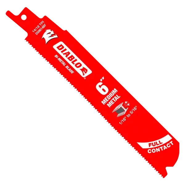 Diablo 6" 14/18TPI Bi-Metal Reciprocating Saw Blades for Medium Metal - 5 Pack