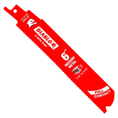 Diablo 6" 14/18TPI Bi-Metal Reciprocating Saw Blades for Medium Metal - 5 Pack