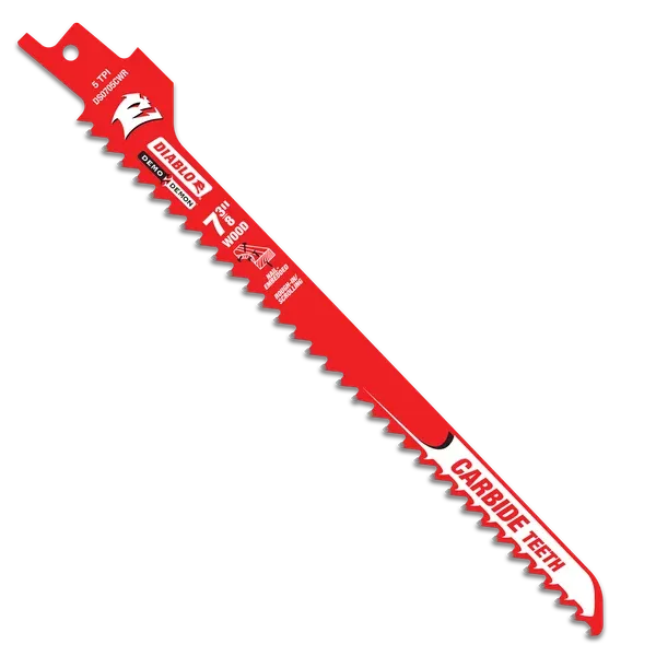 Diablo 7-3/8" 5TPI Demo Demon™ Carbide Teeth Reciprocating Saw Blades for Rough-In/Scrolling - 3 Pack