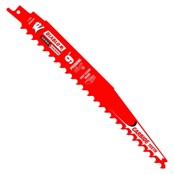 Diablo 9" 3TPI Demo Demon™ Carbide Tipped Reciprocating Saw Blades for Pruning and Clean Wood - 3 Pack