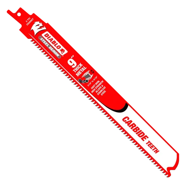 Diablo 9" 8TPI Steel Demon™ Carbide Teeth Reciprocating Saw Blades for Thick Metal - 3 Pack