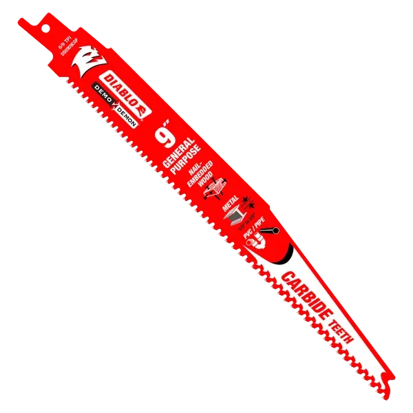 Diablo 9" 6/9 TPI Demo Demon™ Carbide Teeth Reciprocating Saw Blades for General Purpose Cuts
