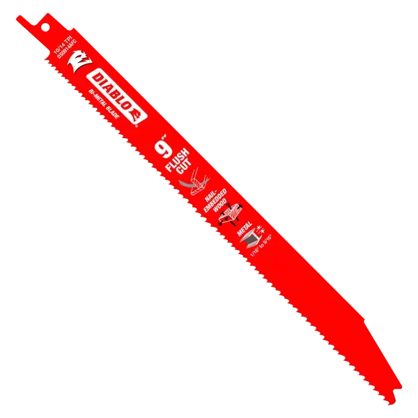 Diablo 9" 10/14TPI Flush Cut Bi-Metal Reciprocating Blades for Nail-Embedded Wood and Metal