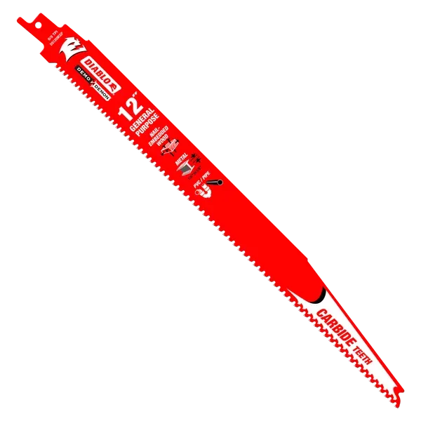 Diablo 12" 6/9TPI Demo Demon™ Carbide Teeth Reciprocating Saw Blade for General Purpose Cuts