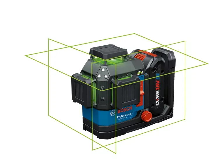 Bosch 18V 360º Connected Green-Beam Three-Plane Leveling and Alignment Laser with 4 Ah Battery