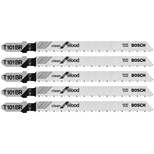 Bosch 5pc. 4" 10 TPI Reverse Pitch Clean for Wood T-Shank Jig Saw Blades