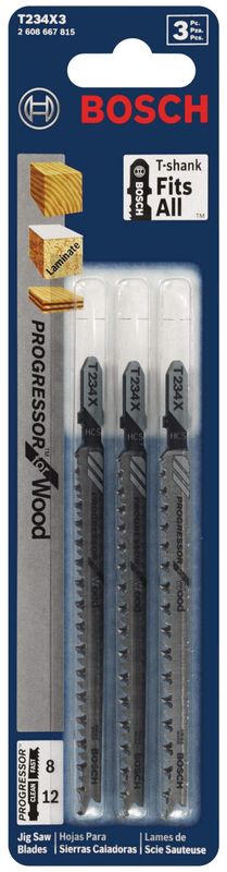 Bosch 3pc 4-5/8" 8-12 TPI T-Shank HCS Jigsaw Blade Set for Laminate