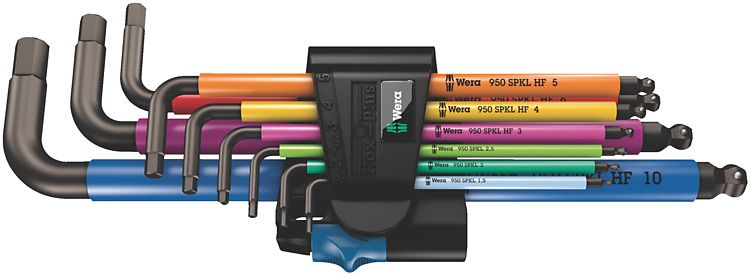 Wera 950/9 Hex-Plus Multicolour HF 1 L-key set, metric, BlackLaser, with holding function, 9 pieces