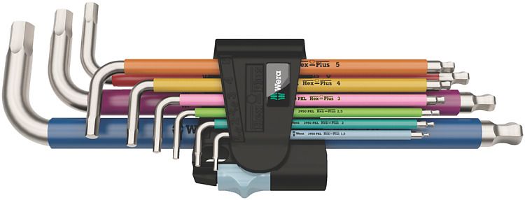 Wera 3950/9 Hex-Plus Multicolour Stainless 1 L-key set, metric, stainless, 9 pieces