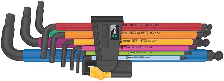 Wera 950/9 Hex-Plus Multicolour Imperial 2 L-key set, imperial, BlackLaser, 9 pieces
