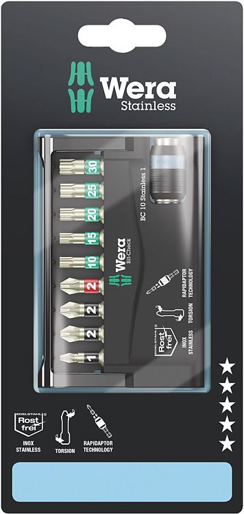 Wera Bit-Check 10 Stainless 1 SB, 10 pieces