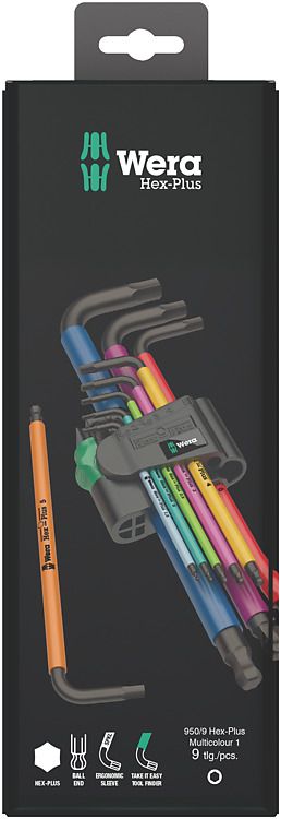 Wera 950/9 Hex-Plus Multicolour 1 SB L-key set, metric, BlackLaser, 9 pieces