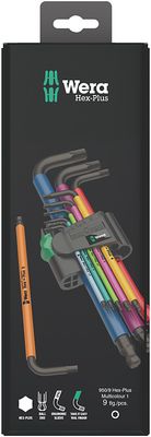 Wera 950/9 Hex-Plus Multicolour 1 SB L-key set, metric, BlackLaser, 9 pieces
