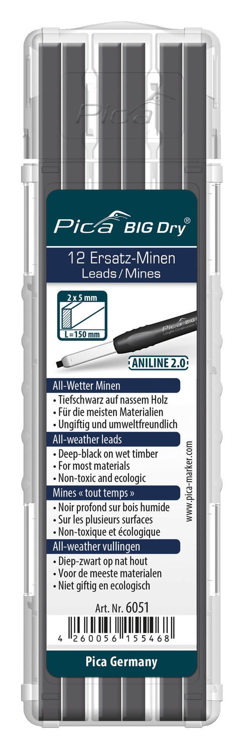 Pica Big Dry Aniline "all-weather" Leads Refill-Set - Graphite