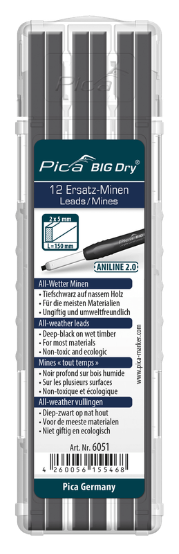 Pica Big Dry Aniline "all-weather" Leads Refill-Set - Graphite