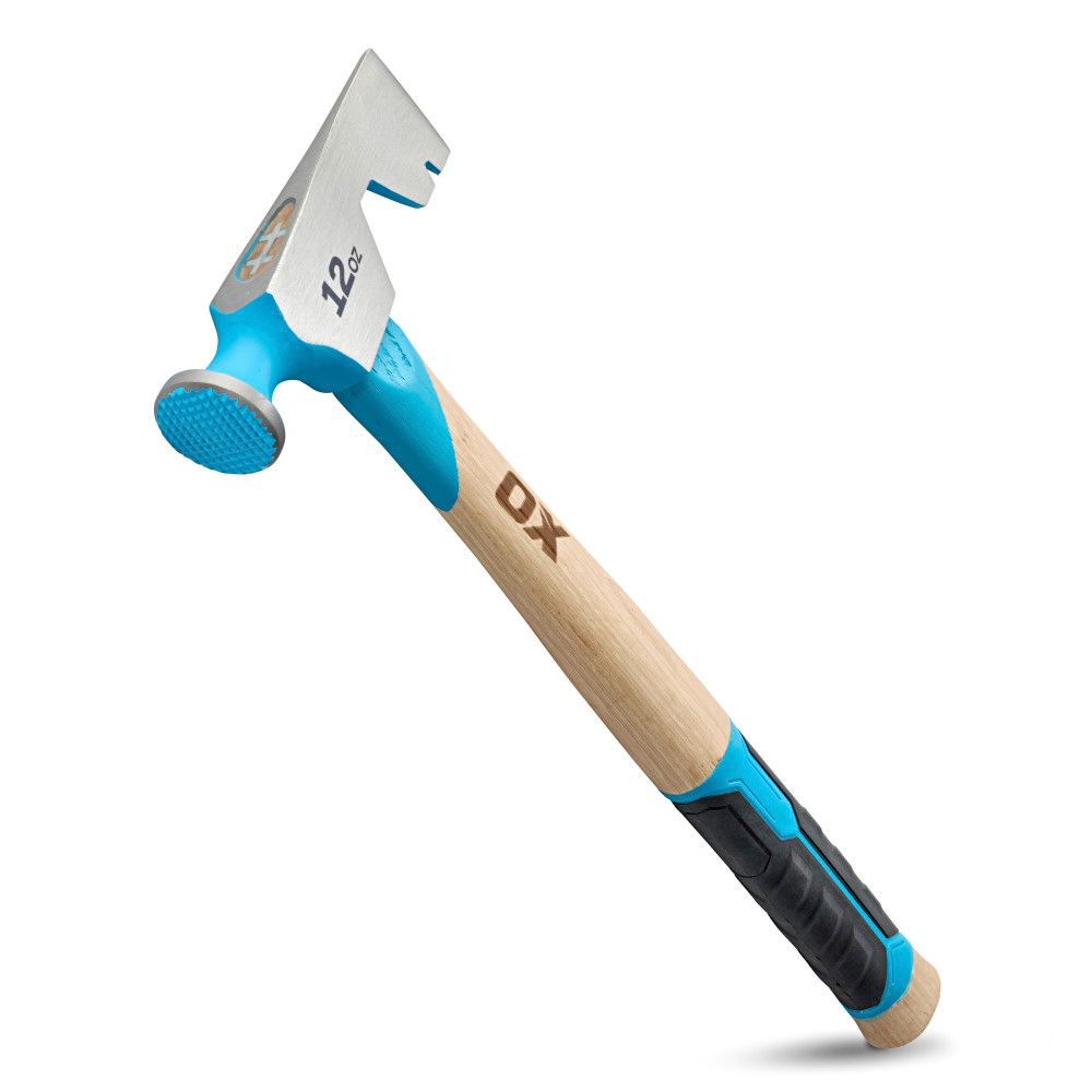 Ox Pro 12-Ounce Milled Face Drywall Hammer | Straight Hickory Handle w/ TPR Grip