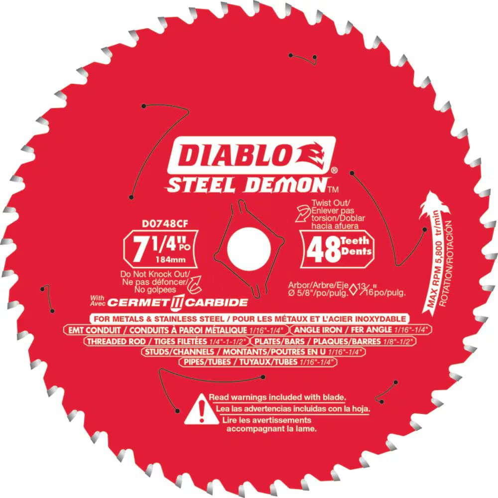 Diablo 7-1/4" x 48-Teeth Steel Demon™ Cermet II Saw Blade for Medium Metal
