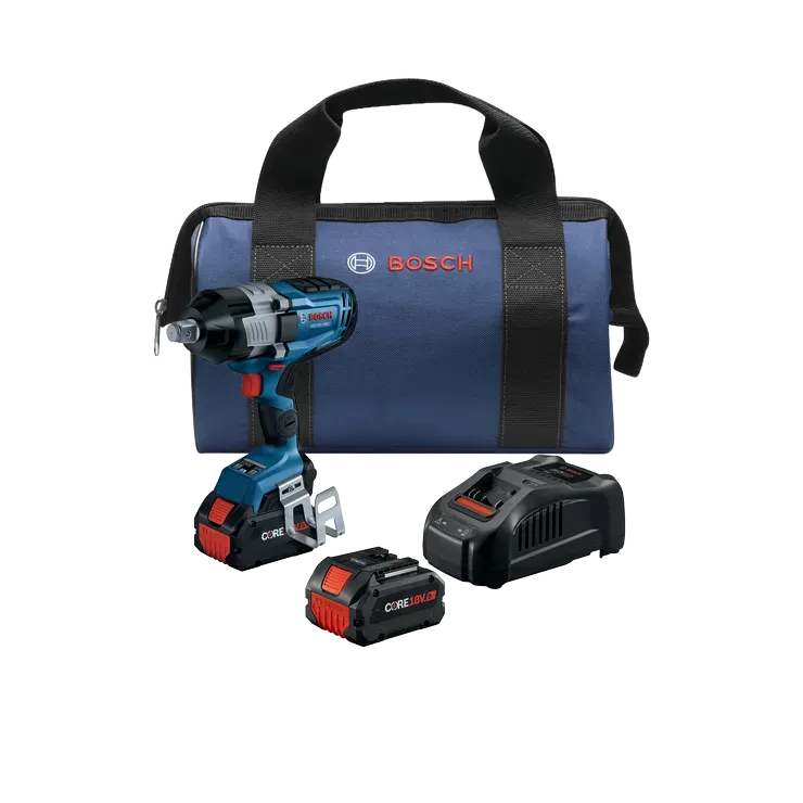 Bosch PROFACTOR™ 18V Connected-Ready 3/4 In. High Torque Impact Wrench Kit with Friction Ring and Thru-Hole and (2) CORE18V® 8 Ah Batteries