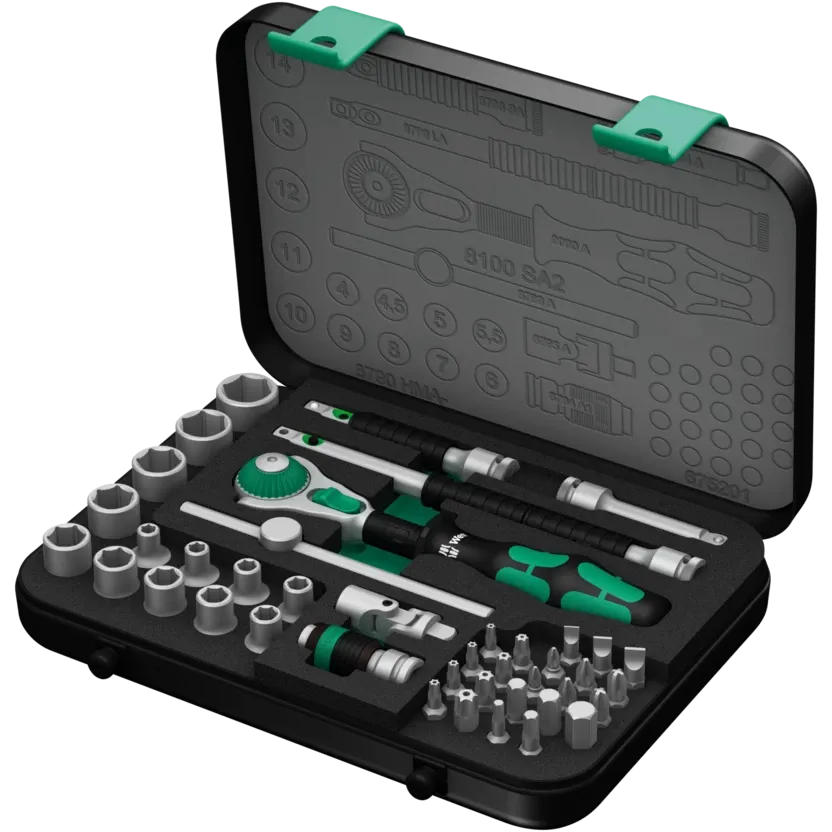 Wera 8100 SA 2 Zyklop Speed Ratchet Set, 1/4" drive, metric