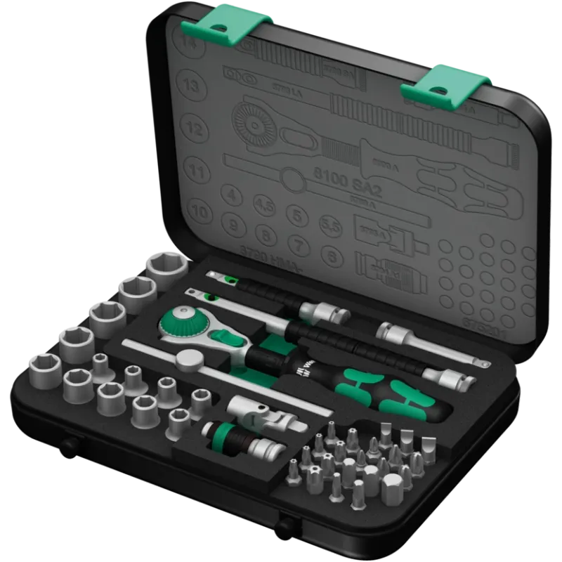 Wera 8100 SA 2 Zyklop Speed Ratchet Set, 1/4 Wera 8100 SA 2 Zyklop Speed Ratchet Set, 1/4" drive, metric