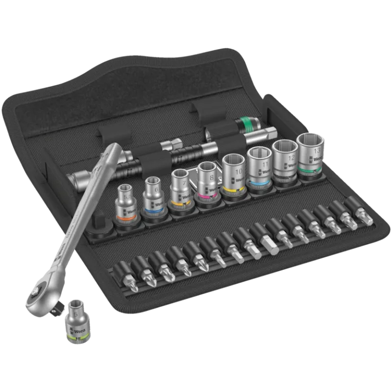 Wera 8100 SA 7 Zyklop Metal Ratchet Set with push-through square, 1/4 Wera 8100 SA 7 Zyklop Metal Ratchet Set with push-through square, 1/4" drive, metric