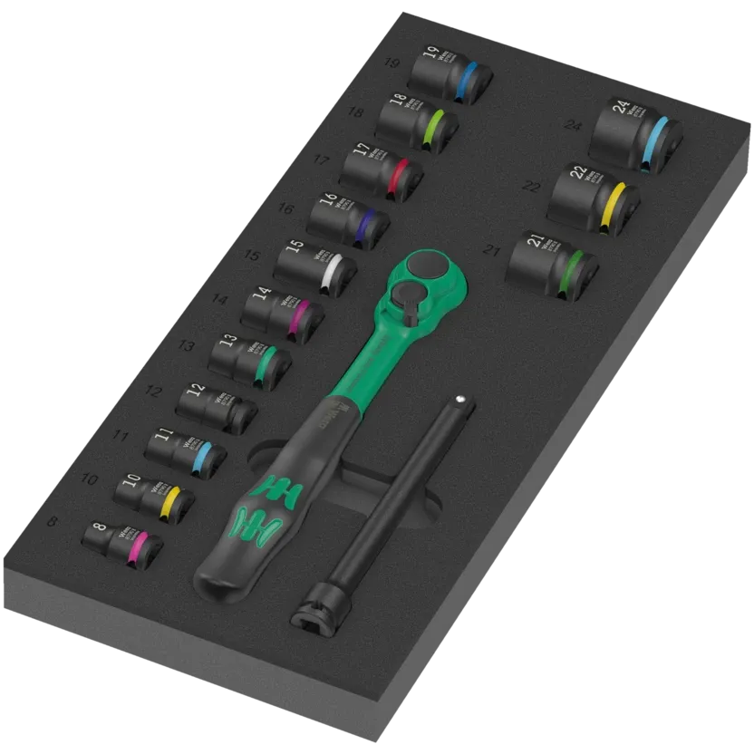 Wera 9724 Foam insert 8010 B Zyklop Comfort ratchet set 1, 3/8"
