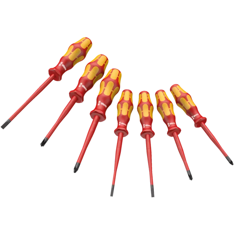 Wera 160 iSS/7 Screwdriver set Kraftform Plus Series 100. With reduced blade diameters and smaller handle diameters Wera 160 iSS/7 Screwdriver set Kraftform Plus Series 100. With reduced blade diameters and smaller handle diameters