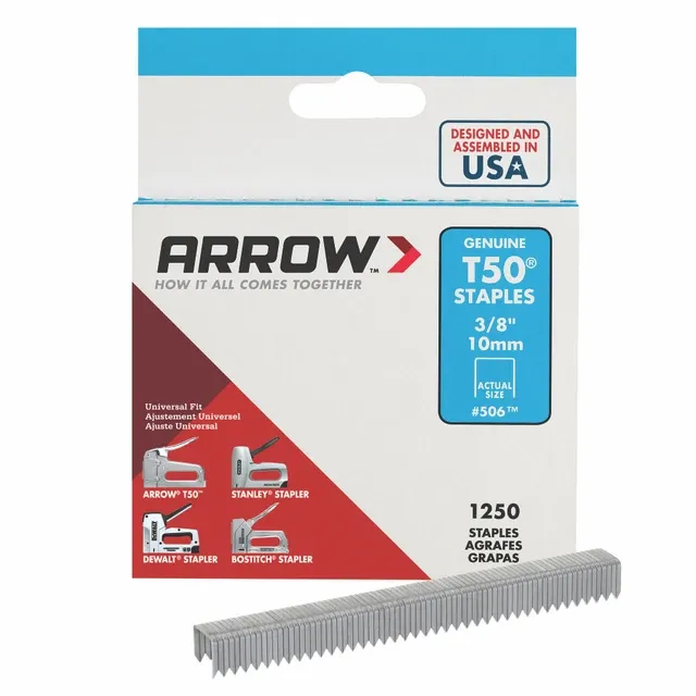 Arrow T50 Heavy Duty Staples, 3/8" x 3/8", 1250ct