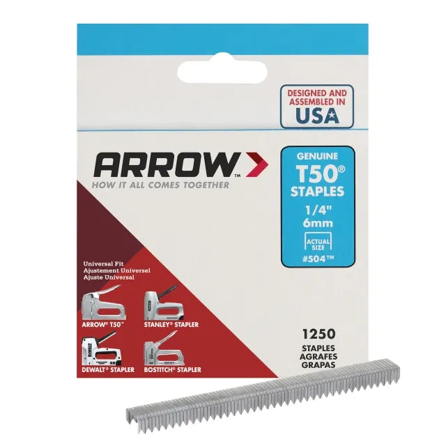 Arrow T50 Heavy Duty Staples, 1/4" x 3/8", 1250ct