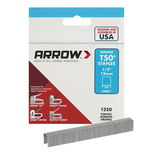Arrow T50 Heavy Duty Staples, 1/2" x 3/8", 1250ct
