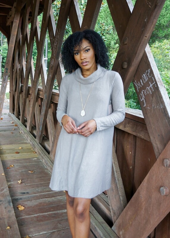 HYFVE Cowl Neck Swing Dress -Taupe