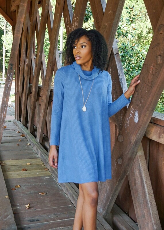 HYFVE Cowl Neck Swing Dress - Denim