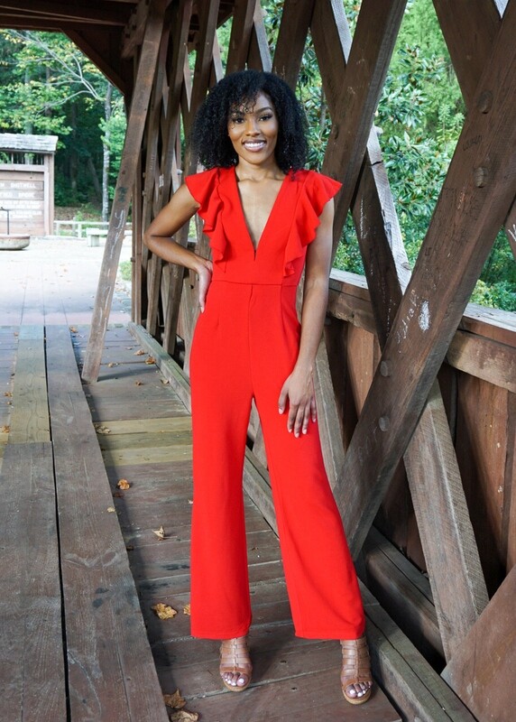 HYFVE Ruffle Trim Jumpsuit - Red