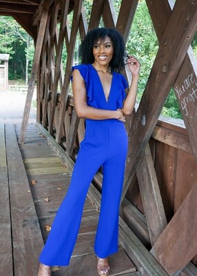 HYFVE Ruffle Trim Jumpsuit - Royal