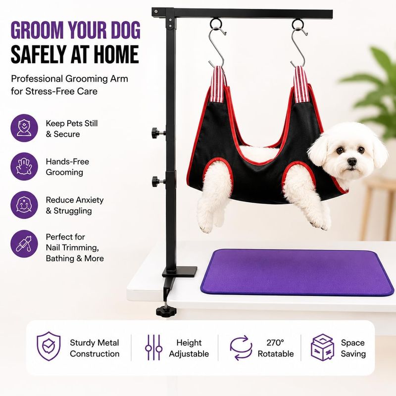 Adjustable Dog Grooming Arm w/Clamp + Accessories