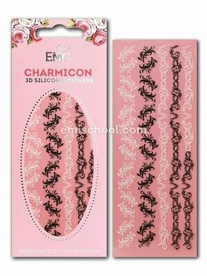 Charmicon 3D Silicone Stickers Swirl #3 Black/White